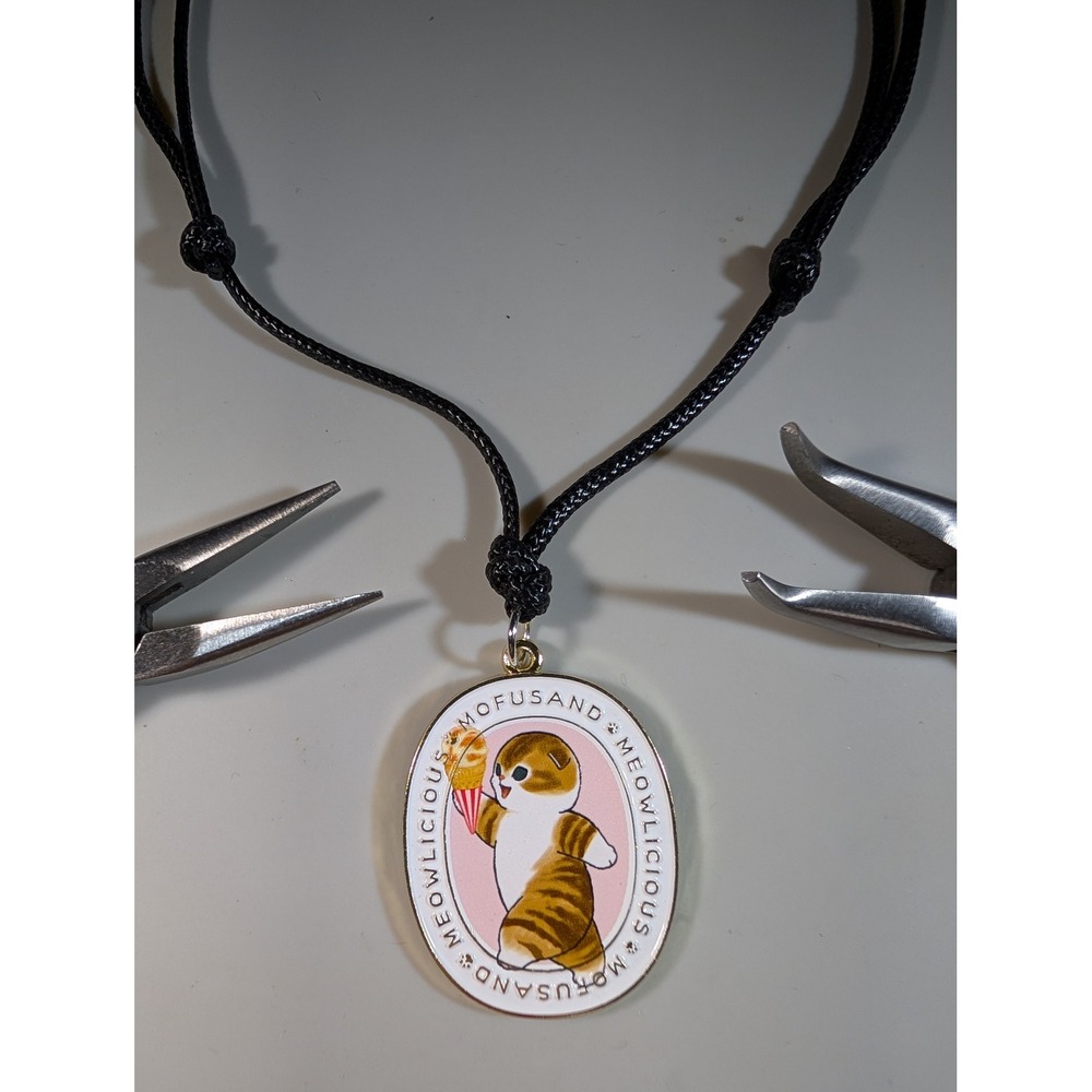 Mofusand Meowlicious Cat Enamel Pendant Necklace Adjustable Tabby Kawaii